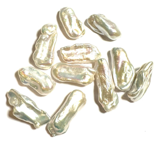 Rare Natural Biwa Pearl Bead Lot 12x28mm Average – 11 Pieces – PB7854