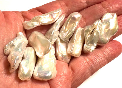 Rare Natural Biwa Pearl Bead Lot 12x28mm Average – 11 Pieces – PB7854