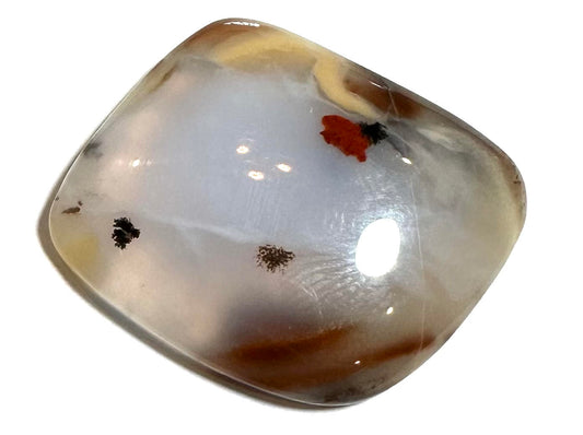 AAA Blue Chalcedony Freeform Cabochon with Red &amp; Black Dendrites – 25x28mm – #CAB6