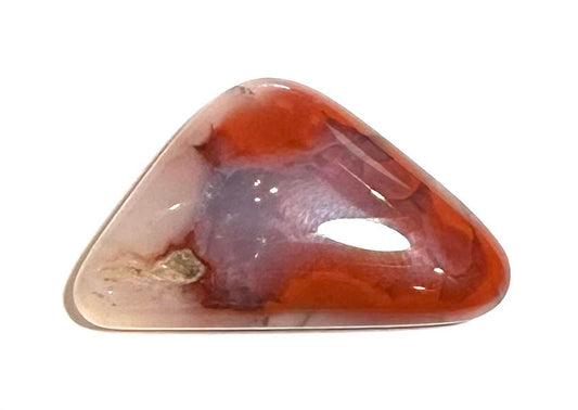 Blue Chalcedony with Brilliant Red Dendritic Inclusions Freeform Cabochon – 20x35mm – #CAB3