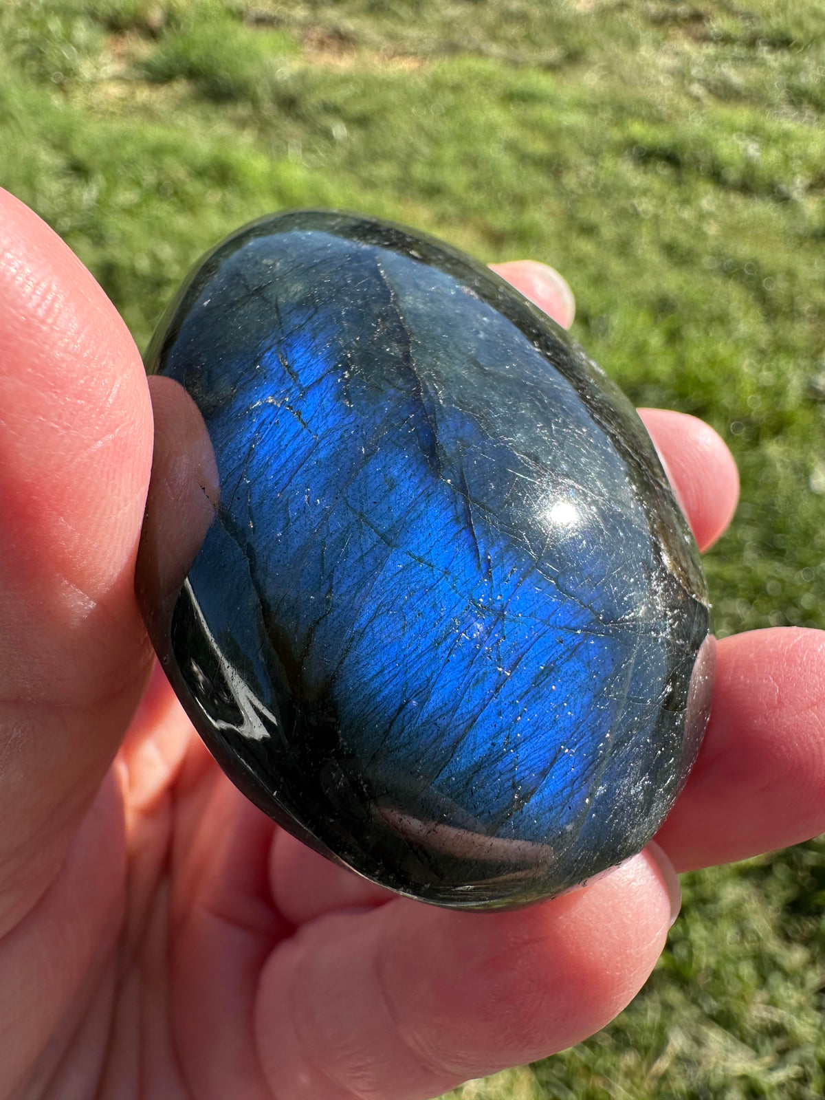 Blue Flash Labradorite Palm Stone #NC7979