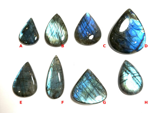 Blue Flash Labradorite Teardrop Cabochons|SP7359  (A–H)
