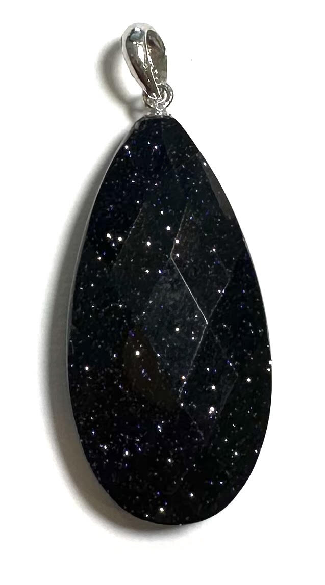 Blue Goldstone Faceted Teardrop Pendant – 16x32mm Item #: P1008