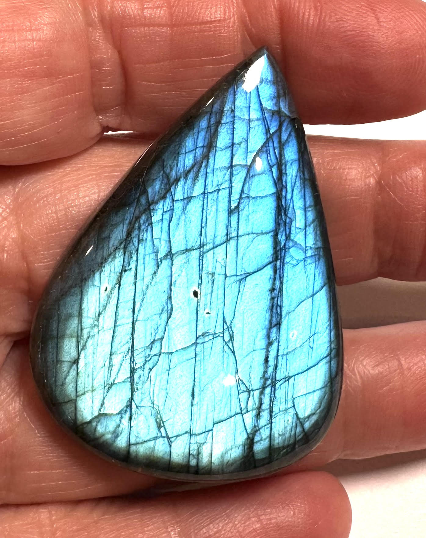 AAA Flashy Blue Labradorite Teardrop Cabochon 35x50mm Highly Polished –#SP7826
