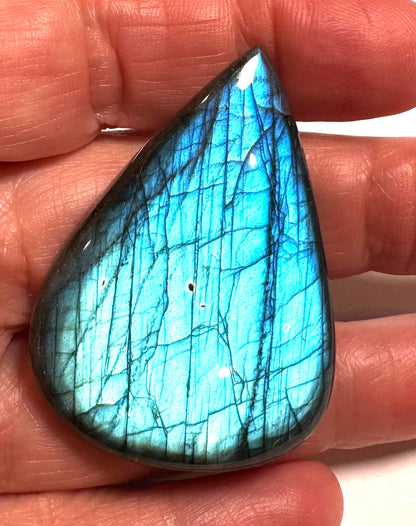 AAA Flashy Blue Labradorite Teardrop Cabochon 35x50mm Highly Polished –#SP7826