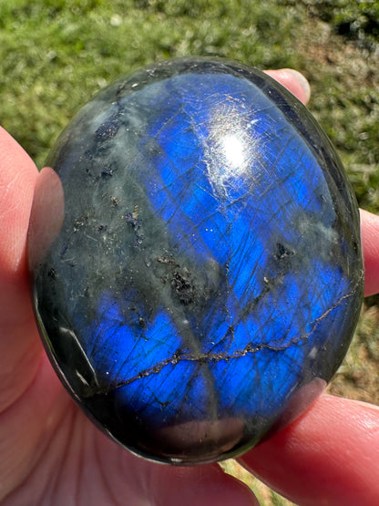 Blue Flash Labradorite Palm Stone #NC7981