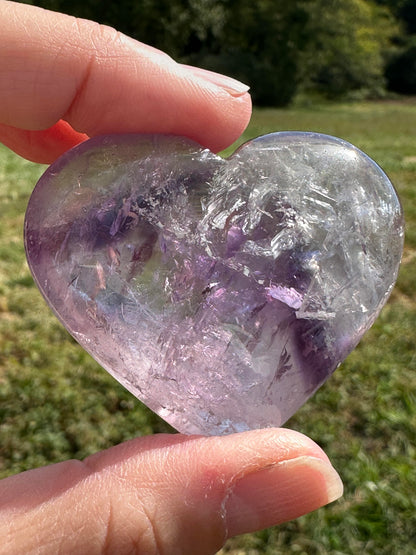 Bahia Amethyst Heart Palmstone with Phantom Zoning #NC7991