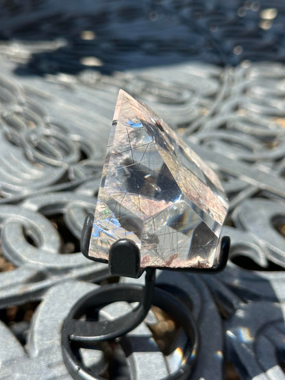 Rare Rainbow Rutilated Pink Lodolite Garden Quartz Crystal Freeform 296g #NC7953