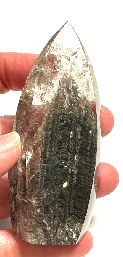 Collector Grade Lodolite Quartz Flame Master Carved by Ney with Thousand Layer Chimney 3.5" - #NC7950