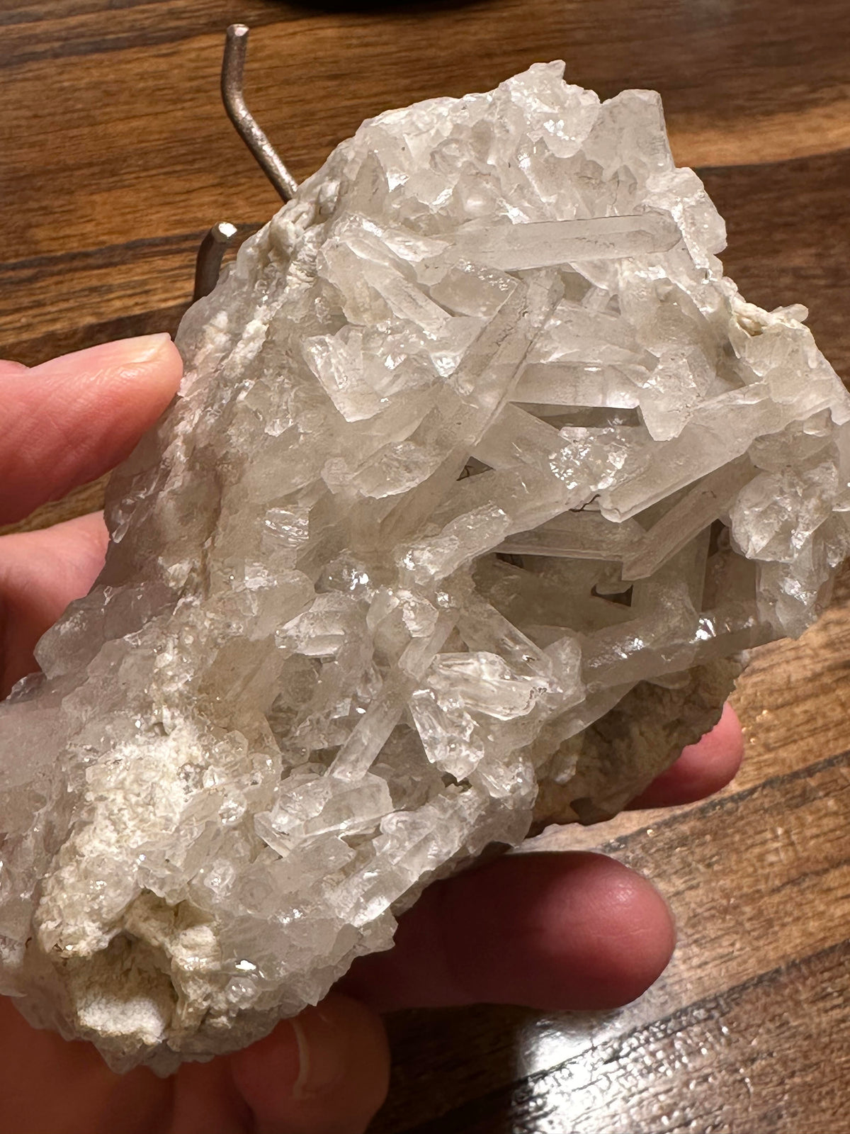 Brazilian Quartz Crystal Cluster with Snow White Lodalite Inclusions #NC7964