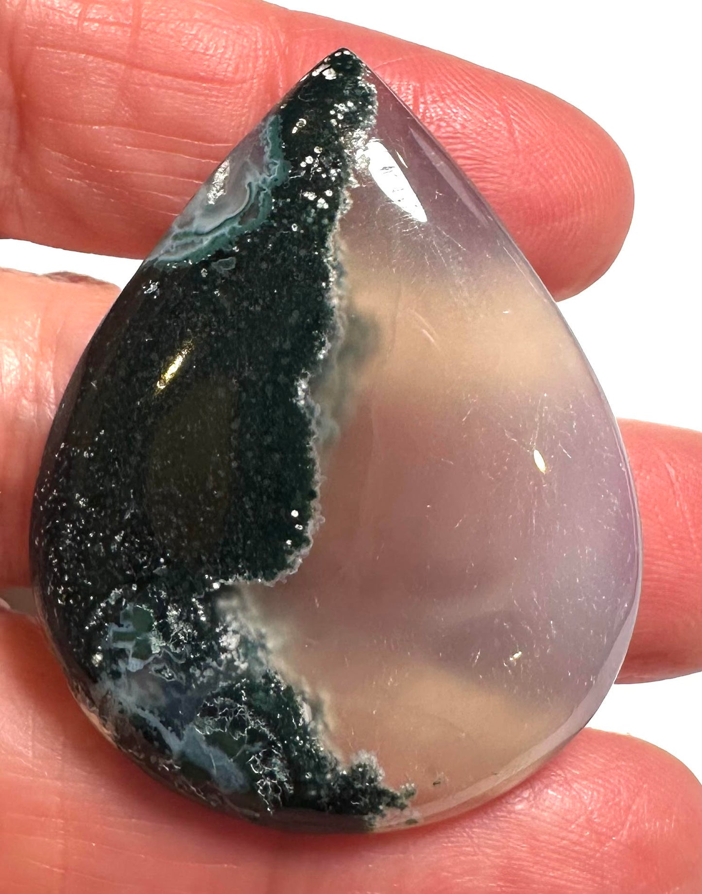 Moss Agate Teardrop Cabochons – #SP7831 A-D
