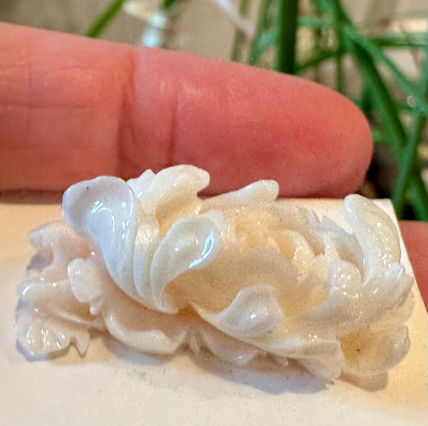 Angel Skin Coral Cabochon Carving 16 x 30mm #SP7837