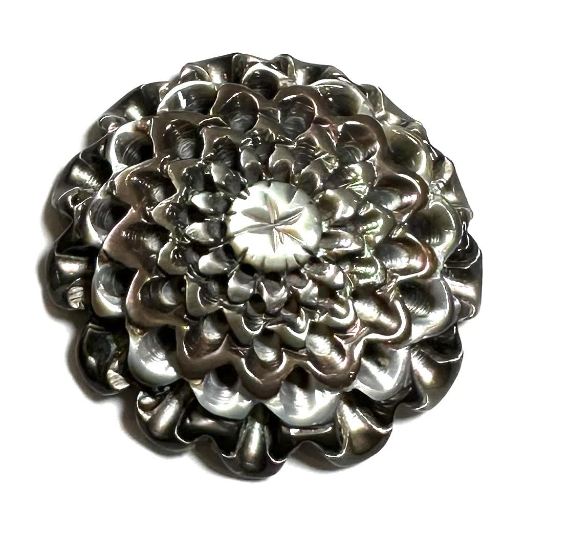 One of A Kind Black Lip Shell Flower Cabochon – Hand Carved 25mm -  # SP7839