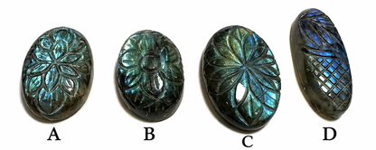 Carved Oval Labradorite Cabochons – Choose A, B, C, or D #SP7869