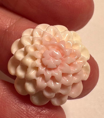 Vintage Hand-Carved Queen Conch Shell Floral Cabochon 19mm - SP7838