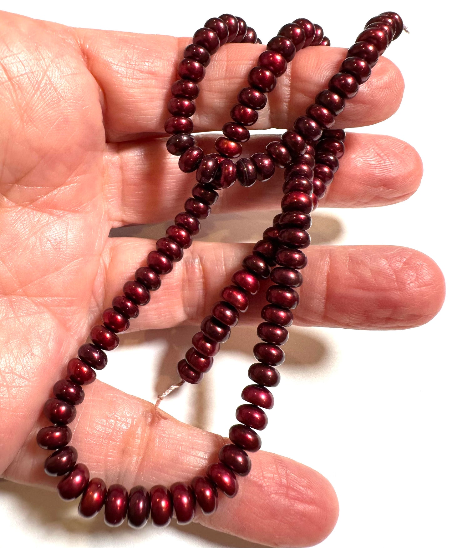 Garnet Color Freshwater Pearl Beads – 6mm Center Drilled Pearls – PB7855
