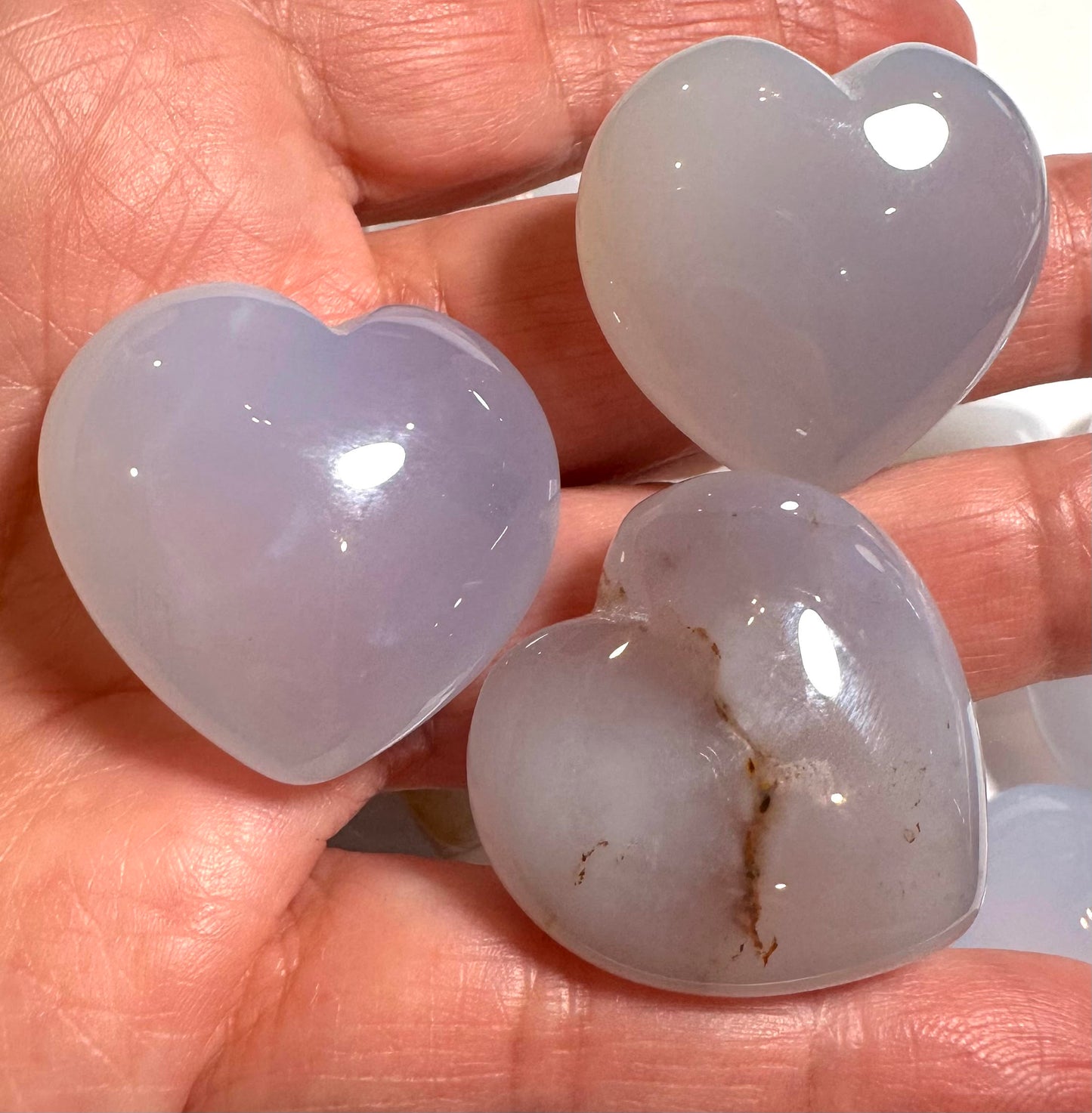 Blue Chalcedony Puffy Heart – 30x30mm – NC7823