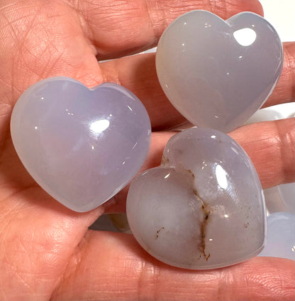 Blue Chalcedony Puffy Heart – 30x30mm – NC7823