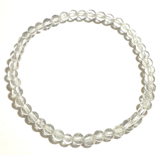 Clear Quartz Crystal 4mm Stretch Mala Bracelet #MALA12