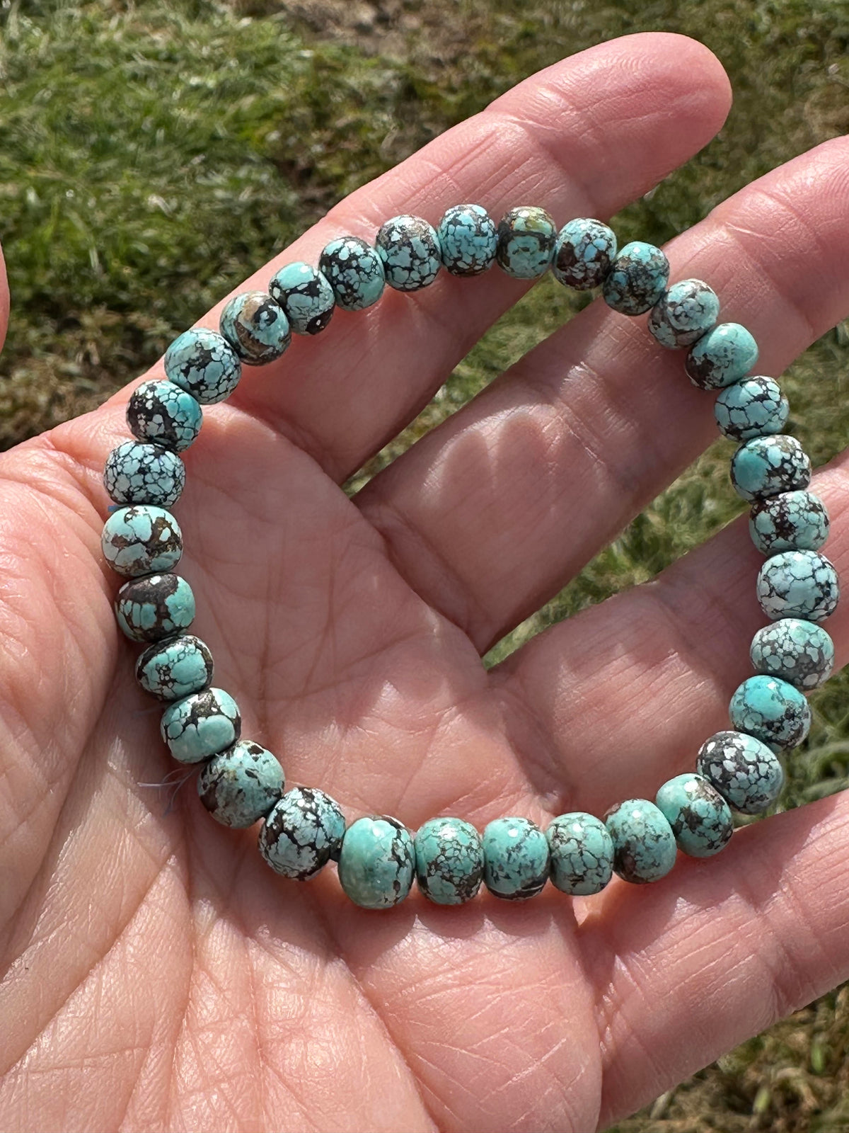 Hubei Spiderweb Turquoise Mala Bracelet 7mm MALA25