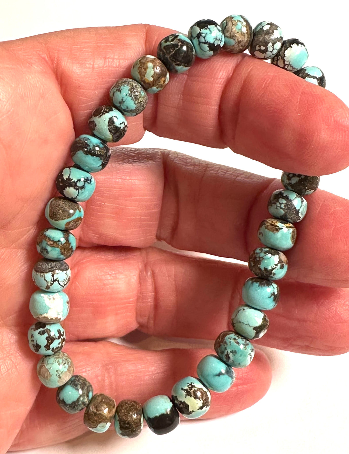 Hubei Turquoise Mixed Matrix Mala Bracelet 7mm MALA27
