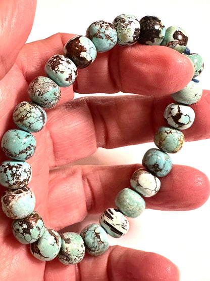 Hubei Turquoise Mixed Matrix Mala Bracelet 9–9.5mm MALA29
