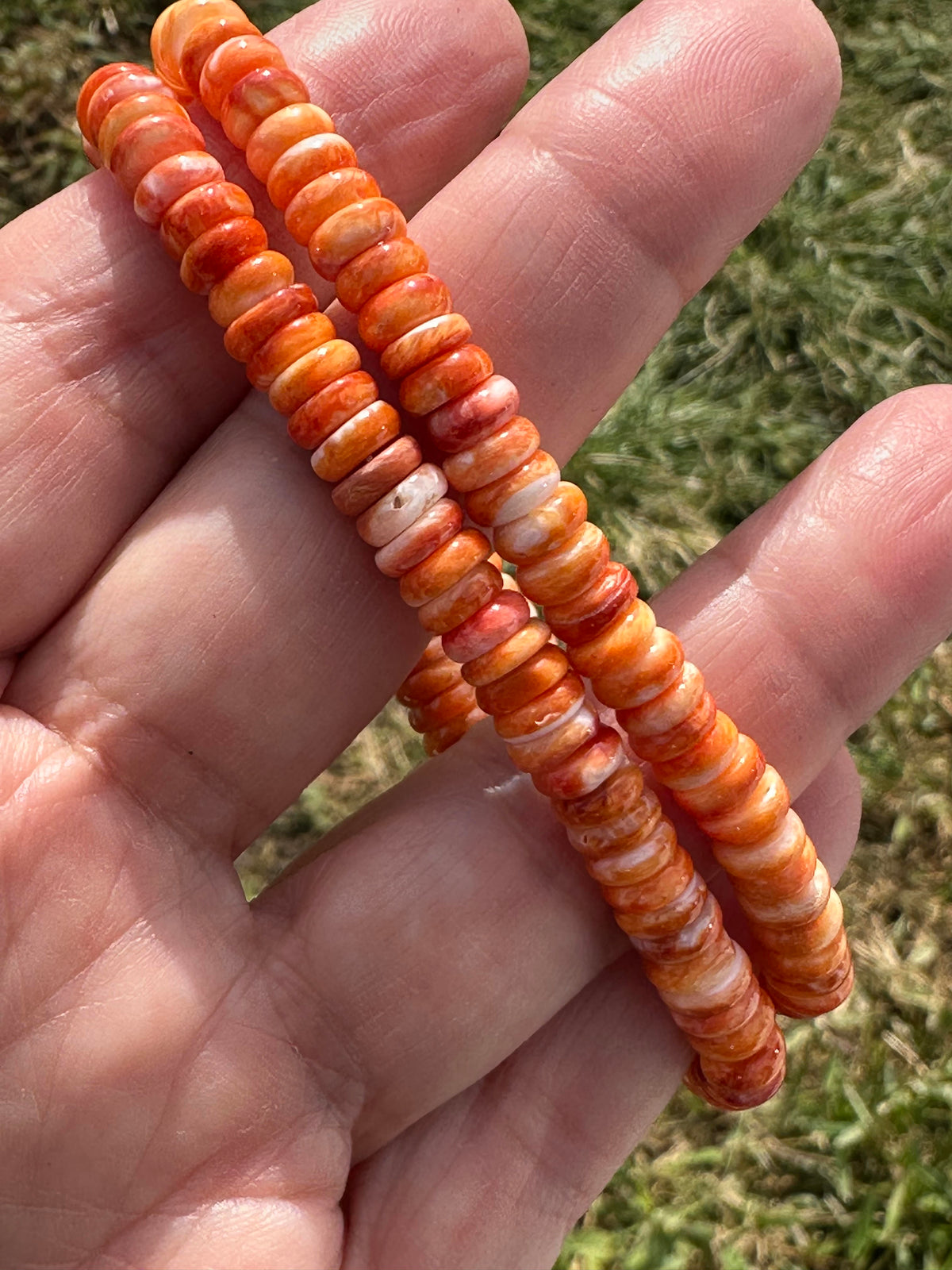 Spiny Oyster Shell Mala Bracelet 6mm Orange Red MALA31