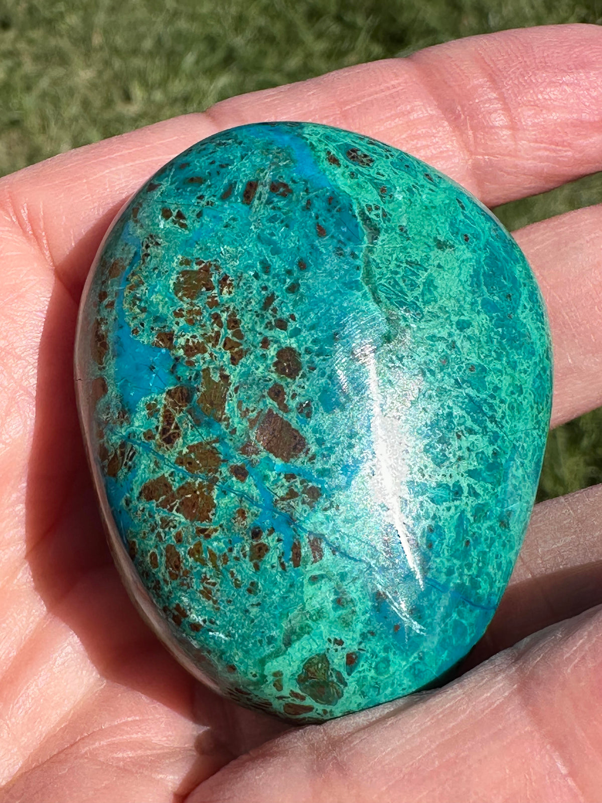 Natural Chrysocolla Pocket Stone from Brazil 47mm #NC7969
