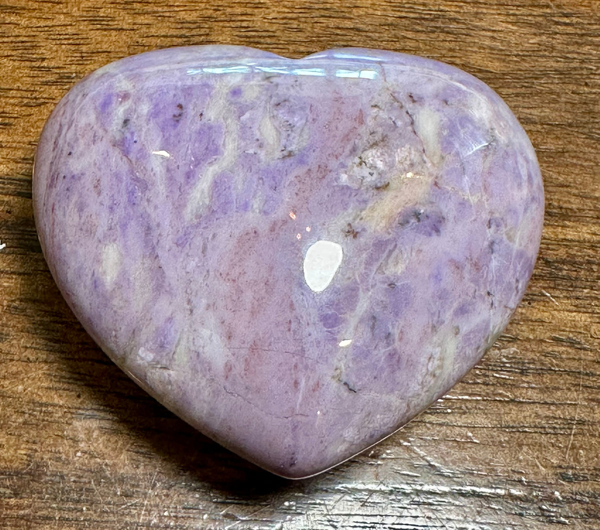 Lavender Jade Heart Palm Stone 2 x 1 3/4 Inch #NC8005