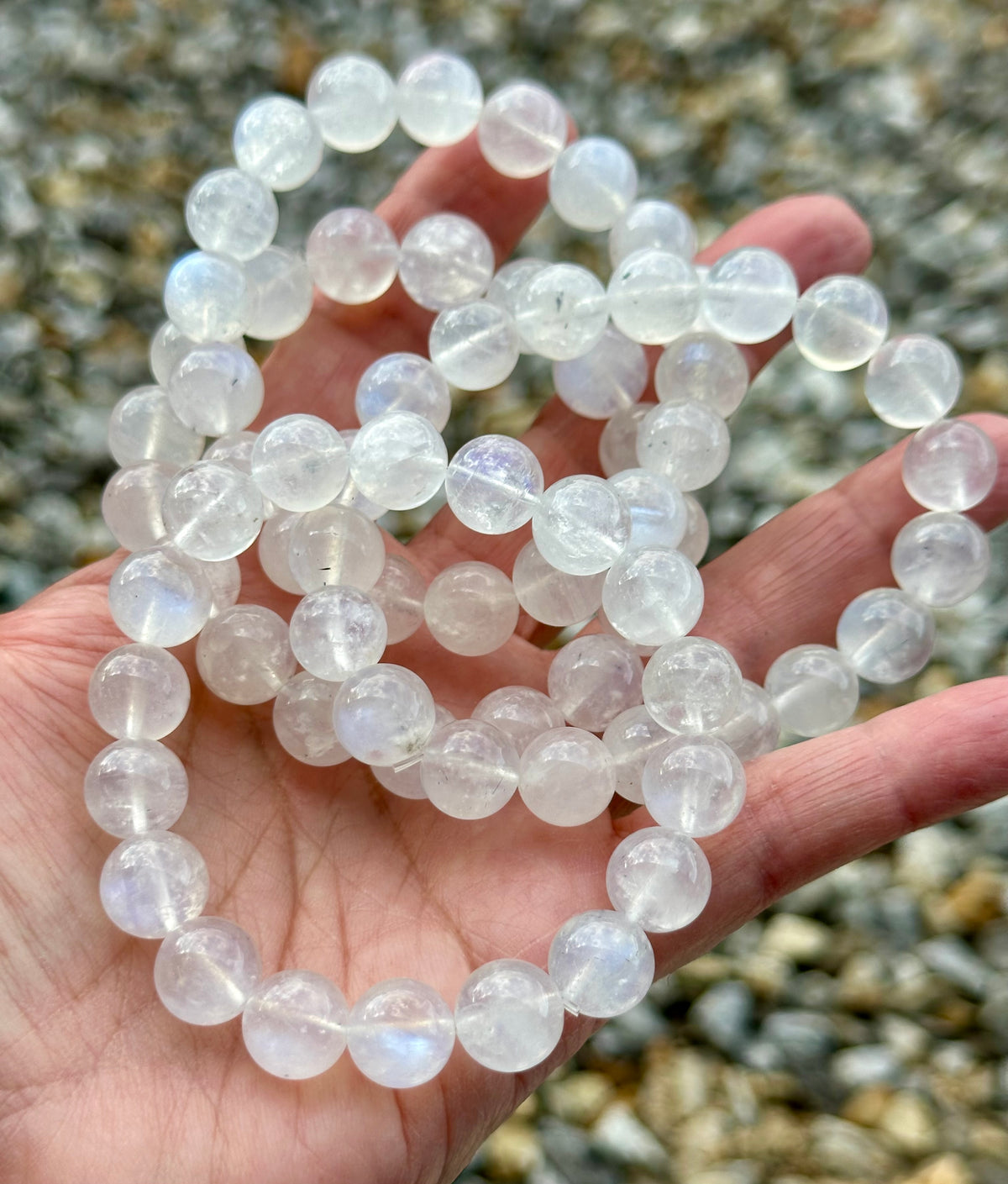 RAINBOW MOONSTONE MALA BEAD BRACELET 11MM #MALA40