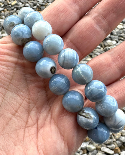 BLUE OPAL MALA BEAD BRACELET 12MM #MALA37