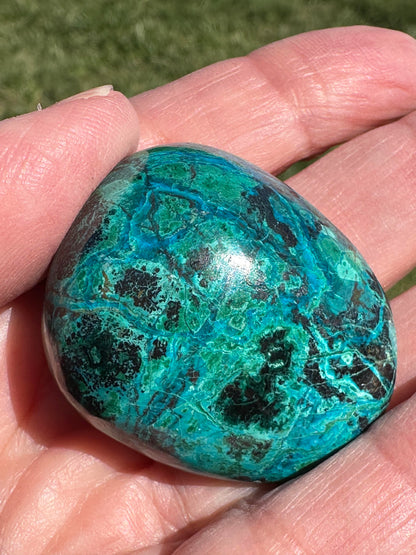 Peruvian Chrysocolla Pocket Stone with Beautiful Blue Green Matrix 38mm NC7971