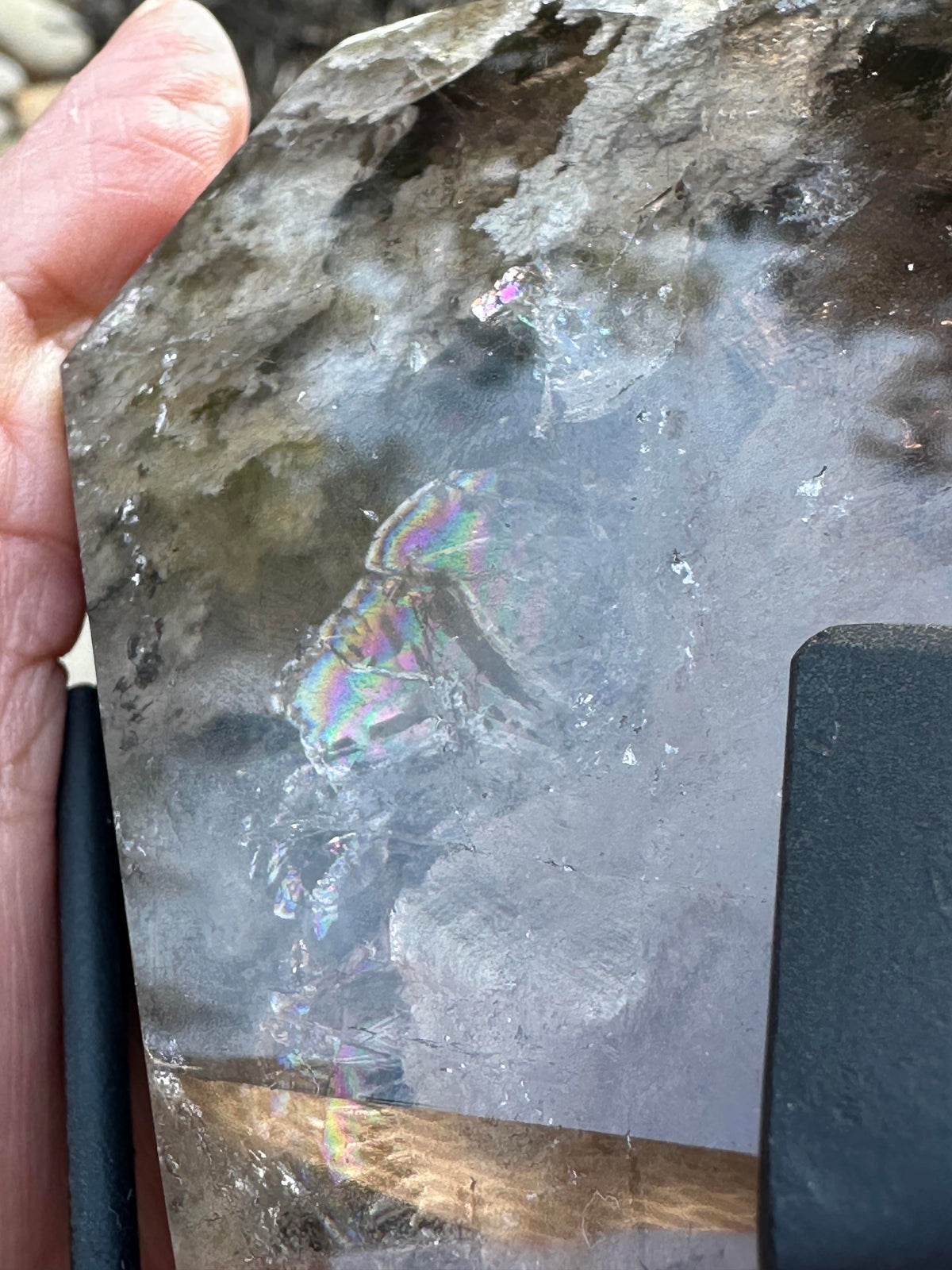 Smoky Lodolite Thousand Layer Statement Piece with Stand 5.5 x 4 x 3.5" #NC7948