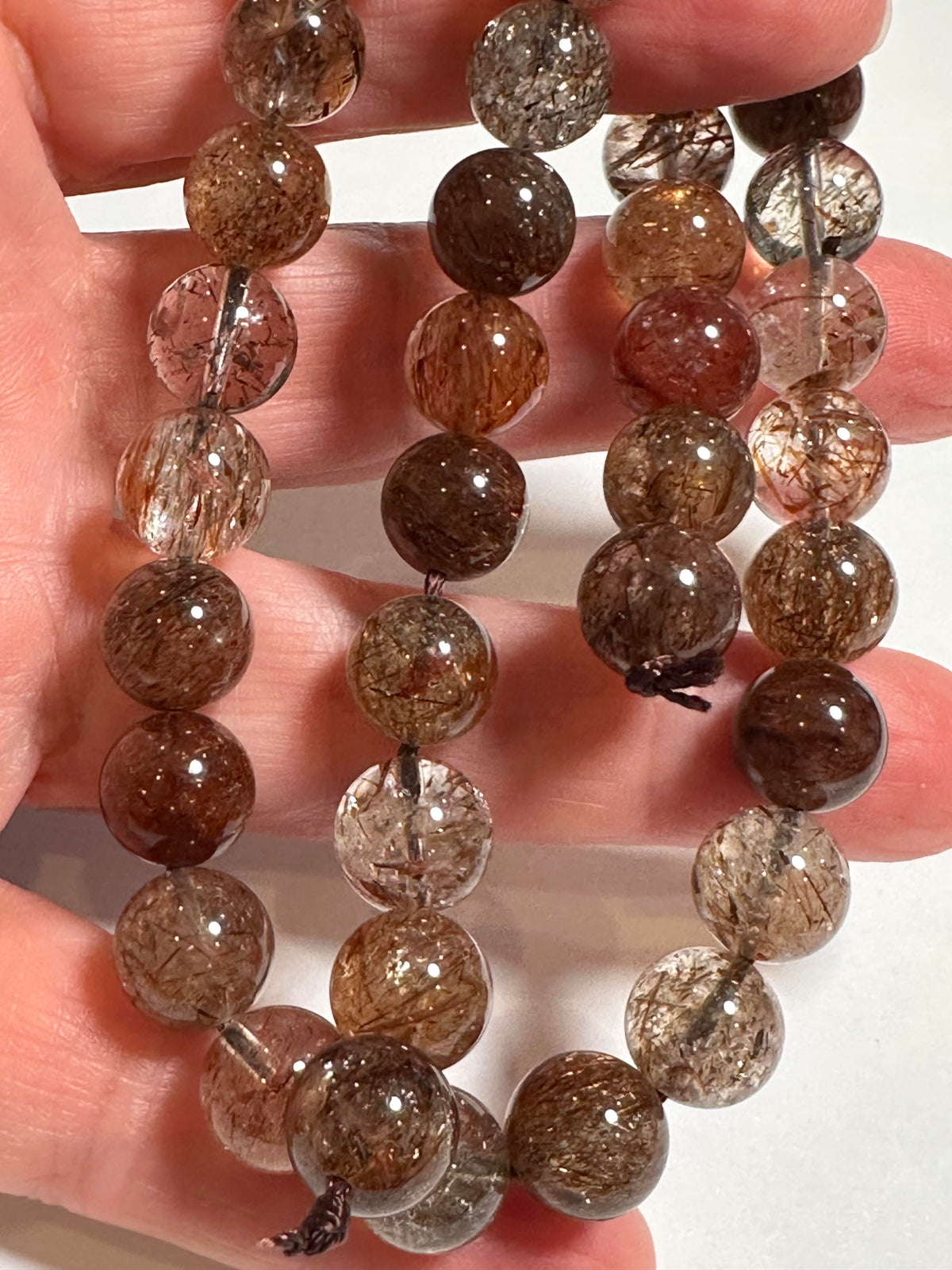 AAA Red Rutilated Quartz Beads from Brazil | 10mm Natural Rutile Quartz Gemstone Strand | SP7936