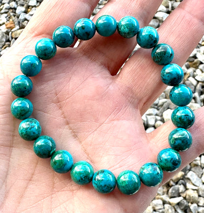 High-Grade Peruvian Chrysocolla 8mm Bead Bracelet #MALA34