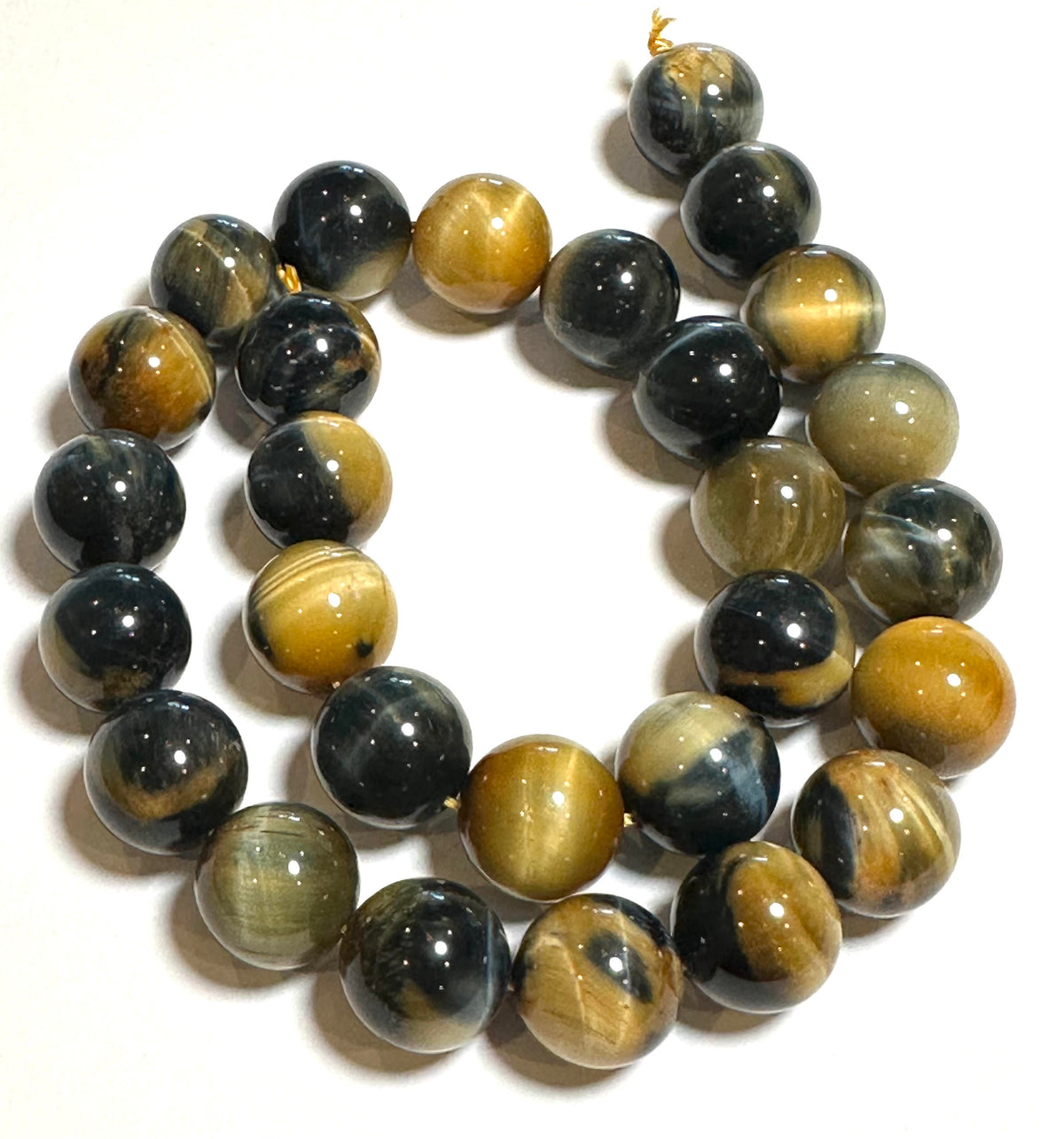 Honey Tie-Dye Tiger Eye – 14mm Premium Chatoyant Gemstone Beads #SP7937