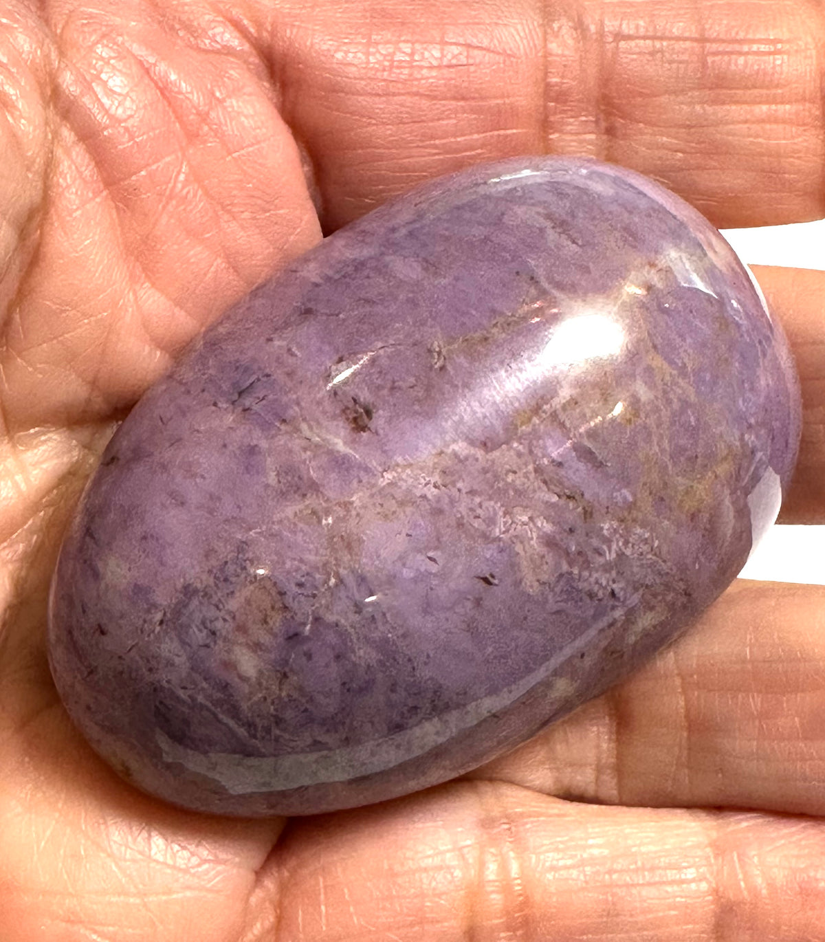 Lavender Jade Palm Stone, One-of-a-Kind Natural Purple Jade Polished Worry Stone, 2.25 Inches #NC8005