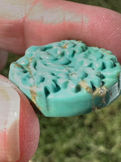 Hubei Turquoise Carved Cabochon 31mm #CAB7942