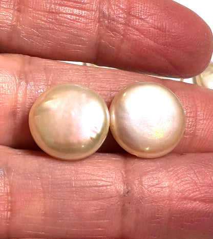 Lustrous Ivory Freshwater Coin Pearl Pairs 12.5–13 mm #PB7889