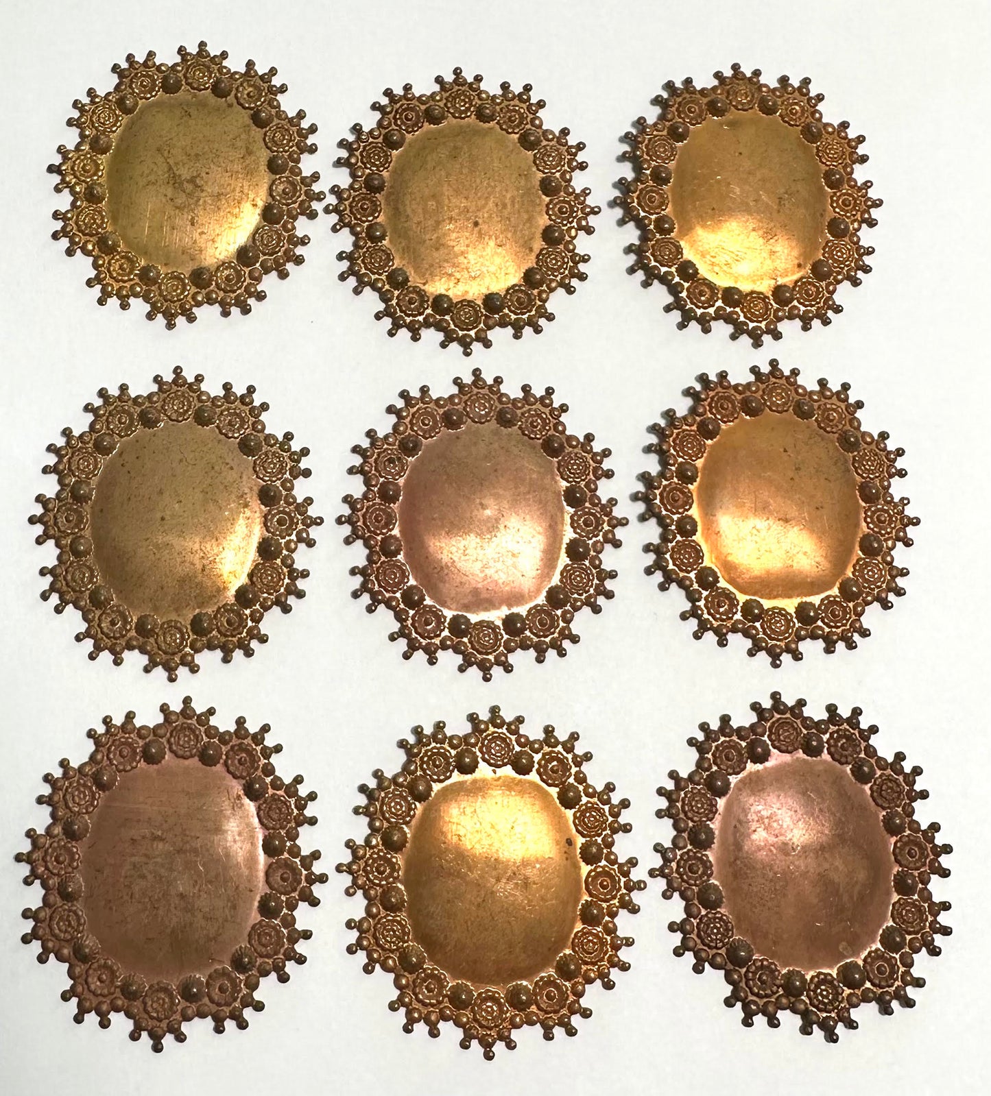 Vintage Brass Stampings with Unique Patinas 9 Piece Lot VB823