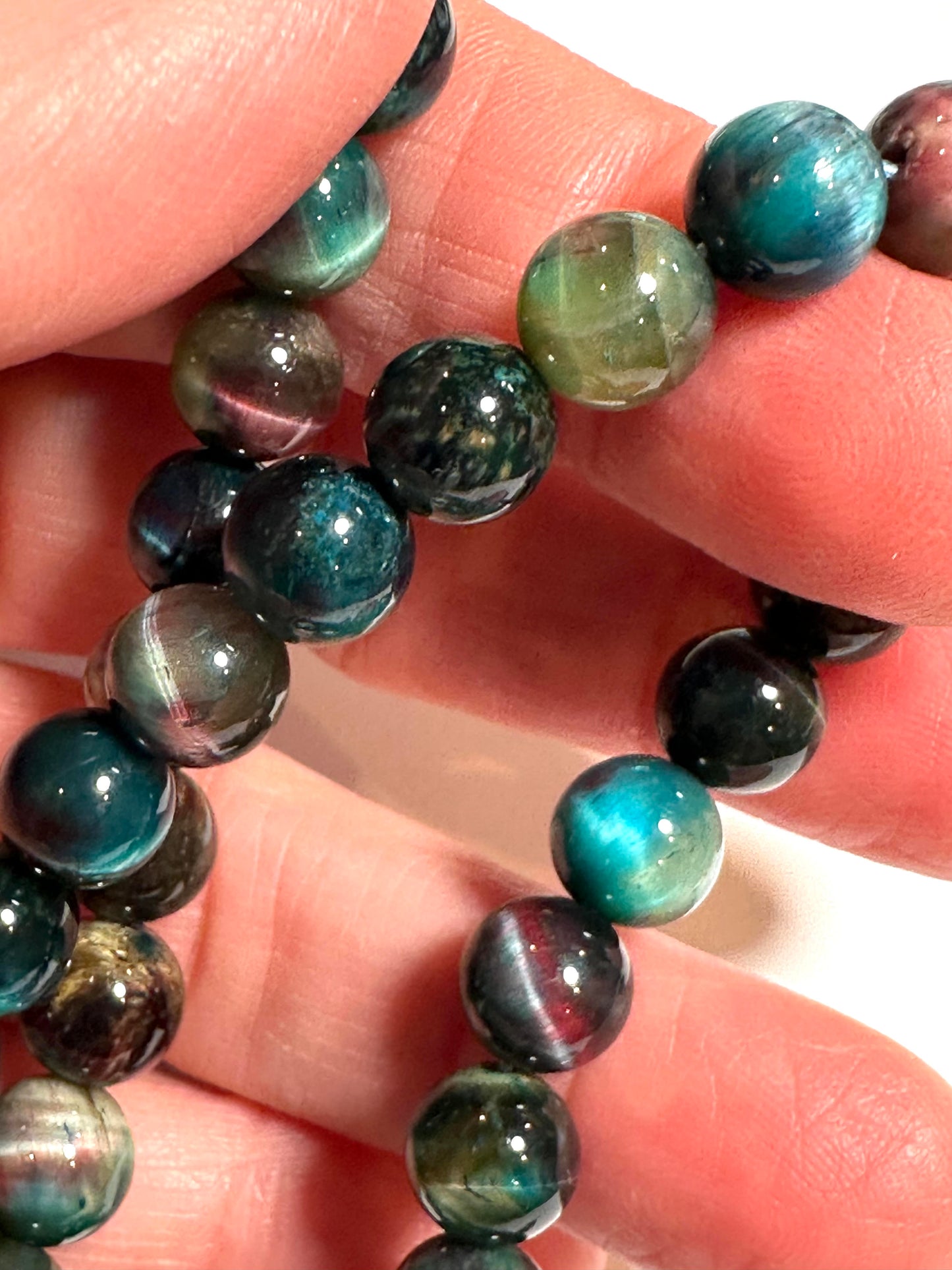 Teal Blue Tiger Eye Round Beads 8mm  #SP7931