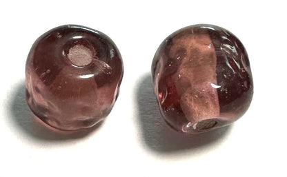 Vintage Miriam Haskell Collection Dark Amethyst White Heart Dimple Baroque Glass Beads 8mm #12535