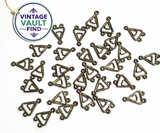 Vintage Brass Tone Triangle Dangle Findings 15mm 50 Piece Lot #VB822