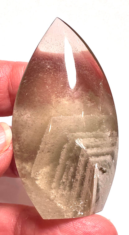 Collector Grade Brazilian Lodolite Phantom Quartz Flame with Foil Flasher 53mm #NC7946