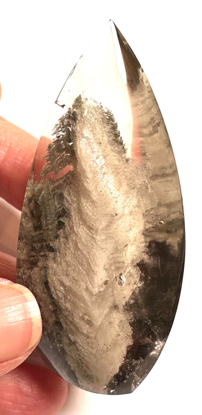 Collector Grade Brazilian Lodolite Quartz Flame with Black Tourmaline Landscape and Foil Flash & Rainbow #NC7947