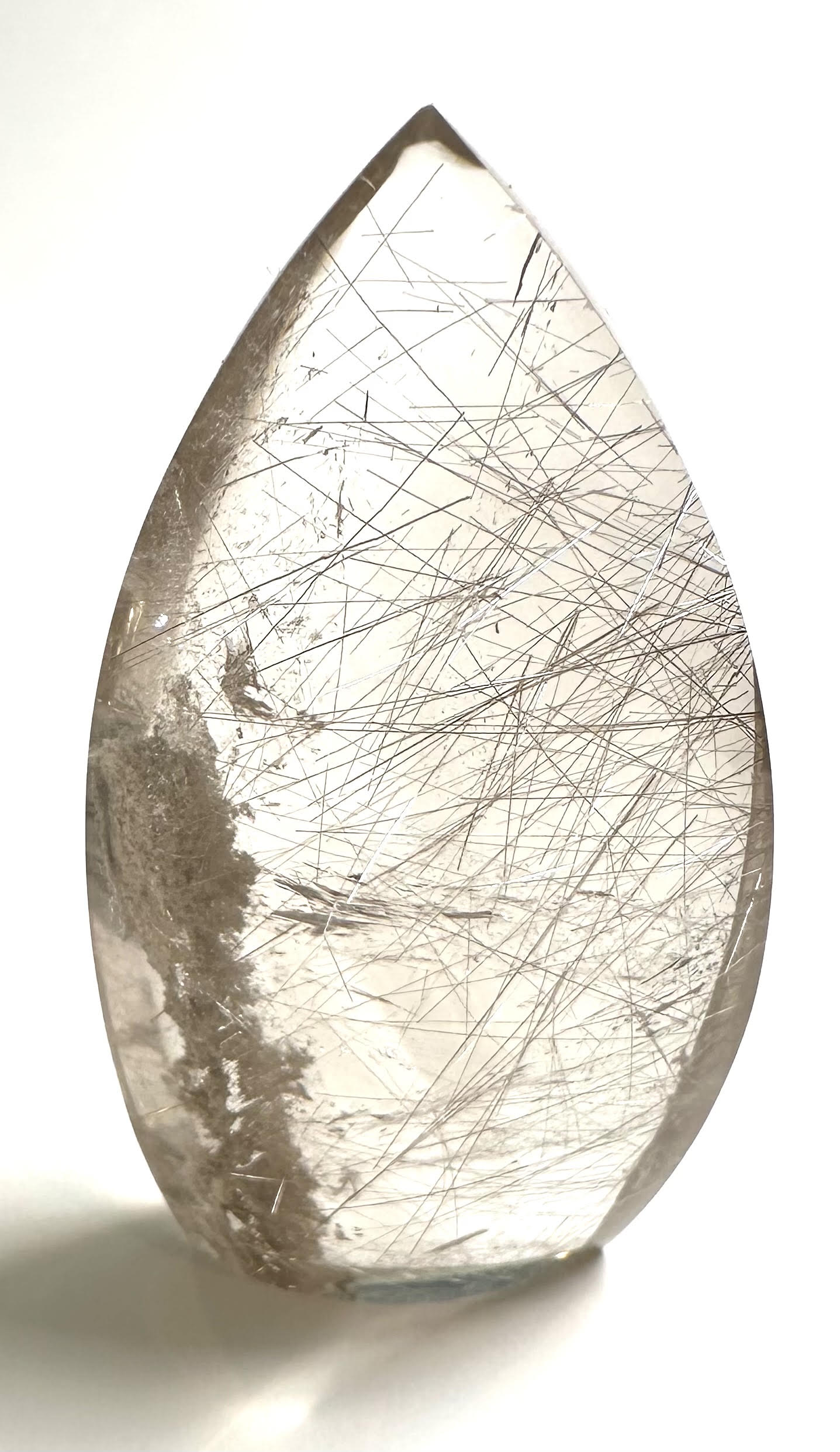 Collector Grade Champagne Smoky Quartz Flame with Silver Rutile & White Sparkling Lodolite Master Carved by Ney #NC7952