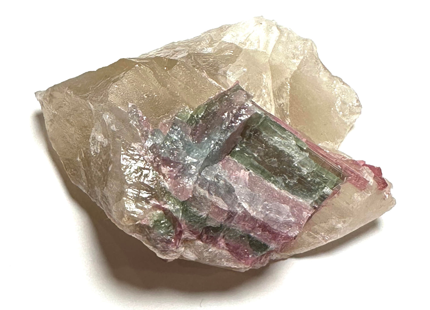 Natural Collector Grade Watermelon Tourmaline in Smoky Quartz from Brazil 96 gm, #NC7942