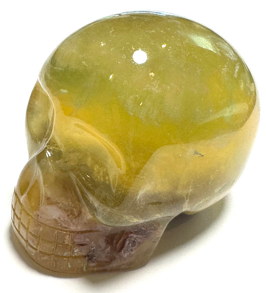 Master Carved Banded Fluorite Crystal Skull by Leandro de Souza 1¼ in x 2⅛ in x 1⅝ in #NC7941