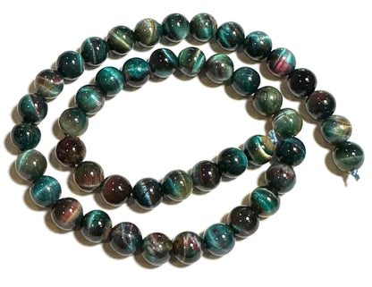 Teal Blue Tiger Eye Round Beads 8mm  #SP7931