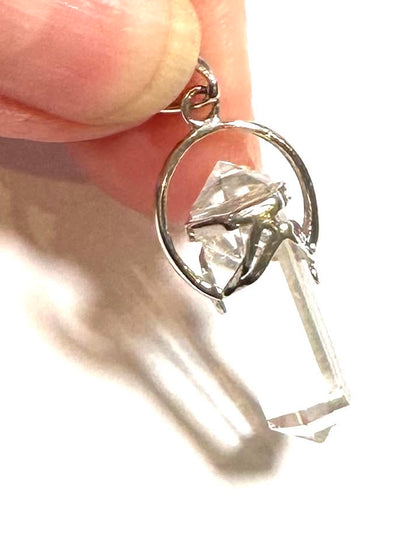 Clear Faceted Crystal DT Pendant – Sterling Silver Item #SP7815